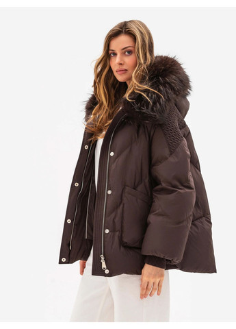 Темно-коричневая куртка женская шоколад Vo-tarun