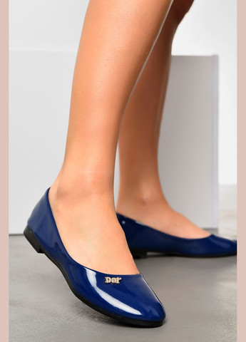 Жіночі балетки жіночі синього кольору Let's Shop | сині однотонні без декору штучне хутро, штучна шкіра (307791468)