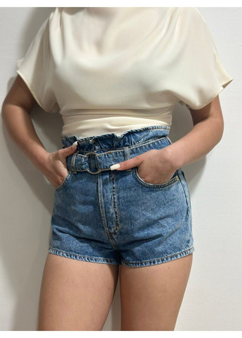Женские джинсовые шорты с поясом Н&М (56897) W34 Синие H&M (291558091)