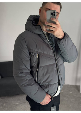 Сіра демісезонна курточка на пуху Україна