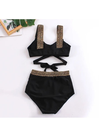 Чорний літній модний купальник із завищеною талією. жіночий купальник із завищеною талією зі щільного еластану стійкого до хлору. China