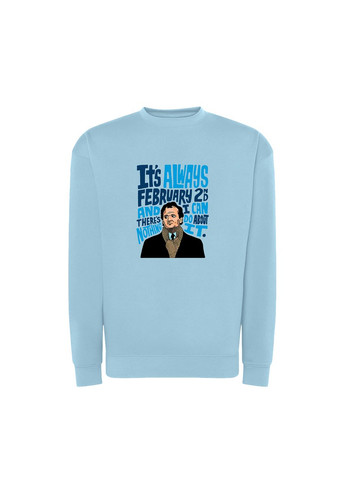 Блакитний новорічний світшот з принтом "знову те саме". день бабака (10876393673) ТiШОТКА (368570977)