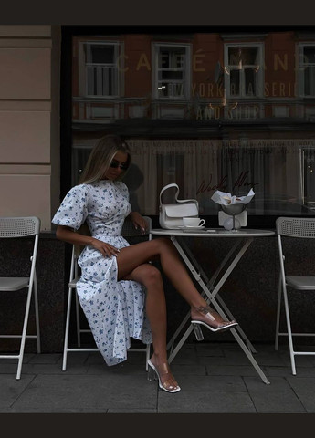 Білий повсякденний, святковий, коктейльна, вечірня сукня жіноча No Brand з квітковим принтом