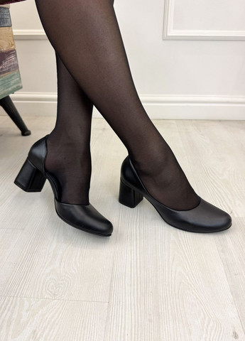 Vasha para Туфлі жіночі чорні шкіряні на підборах туфлі-човники чорний з натуральна шкіра, україна — демісезон (347581050)