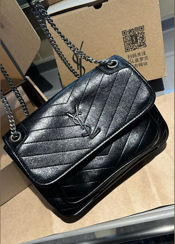 Жіноча сумка YSL 6029 крос-боді чорна No Brand (290665132)