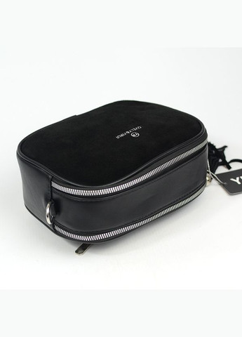 Замшевая черная маленькая женская овальная модная сумка кросс боди через плечо Yirui (290187047)