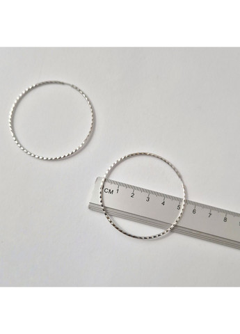 Срібні сережки кільця Конго з насічками 55 мм срібло 925 проби Родоване 003/5.5 3.50г Nobrand (366339873)