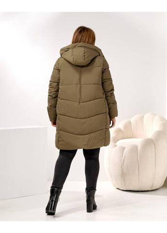 Оливкова зимня тепла зимова куртка No Brand