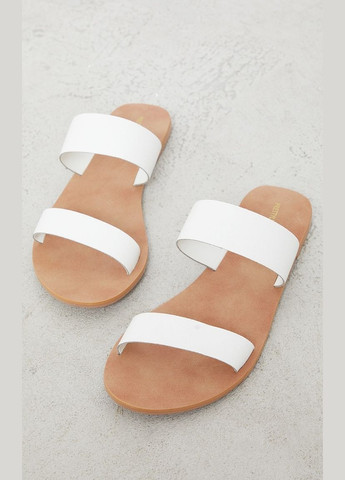 Базові білі сандалі з подвійним ремінцем із натуральної шкіри PrettyLittleThing (282960157)