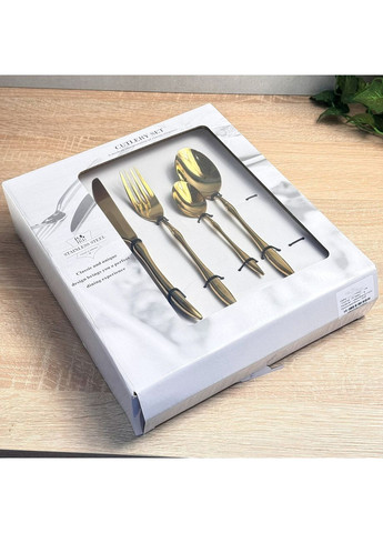 Набор столовых приборов 24 шт золотой Vicenza GK-4850 No Brand (370388840)