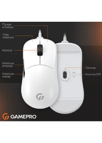 Игровая мышь GM-690 White PixArt 3327 USB 10000 DPI GAMEPRO (382951267)