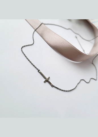 Серебряная цепочка колье чокер без камней Крест 40 см серебро 925 пробы Родированное 86083 1.72г No Brand (306854626)
