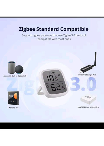 Датчик температури та вологості з дисплеєм SNZB-02D Zigbee Sonoff (364956826)