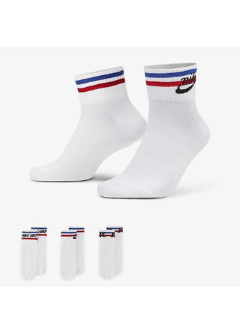 Білі шкарпетки u nk nsw everyday essential an 3pr білий Nike однотонні (333958617)