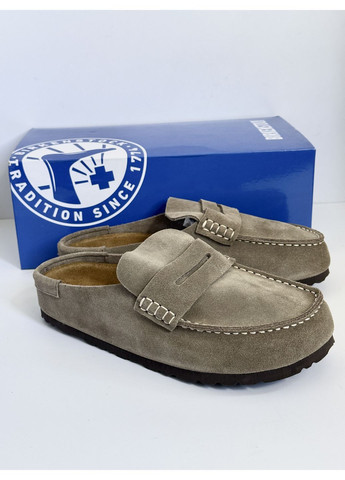 Серые замшевые шлепанцы клоги мюли унисекс No Brand