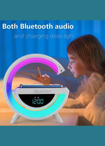 Светильник с беспроводной зарядкой для телефона BT-3401 колонка Bluetooth FM радио ночник RGB подсветка Белый TG (296925541)