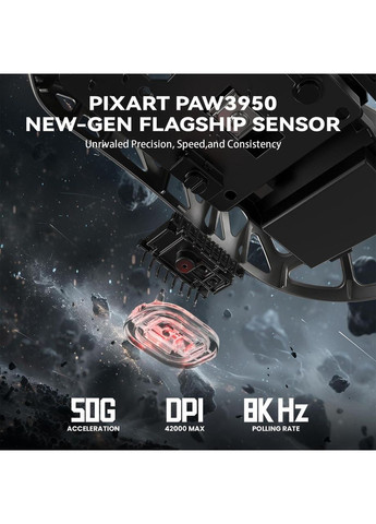 Геймерская беспроводная мышь из магния R2 Grey, PixArt PAW3950, 8K, 42000DPI ATTACK SHARK (370202769)