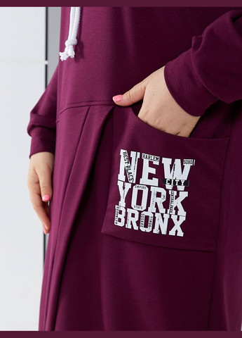 Бордова спортивна, повсякденний, кежуал жіноча сукня сукня-худі No Brand з написами