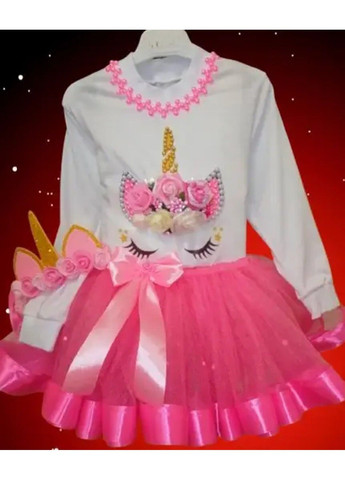 Белый костюм для девочки "единорожка" - реглан, юбка, обруч юбочный No Brand