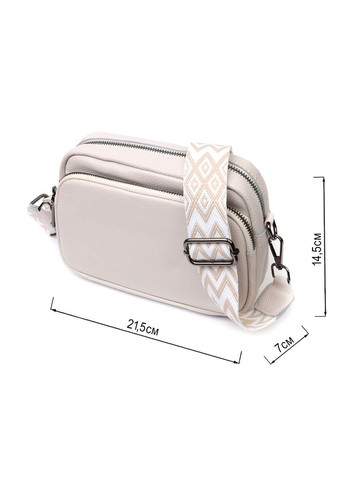 Стильна жіноча сумка крос-боді з натуральної шкіри біла 22295 Vintage (329195425)