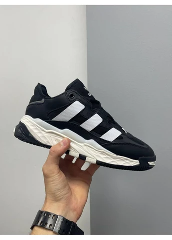 Белые демисезонные кроссовки мужские adidas niteball black white v3 адидас найтбол белые No Brand