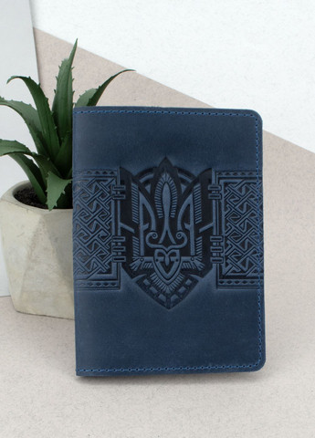 Обкладинка на паспорт шкіряна з гербом HC0075 синя HandyCover (278248696)