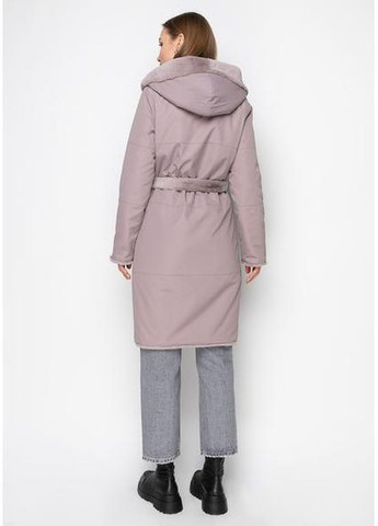 Роскошное пальто из эко-искусственного меха 1133M-C Маренго/ Пыльный беж SAM L Samange (367582250)