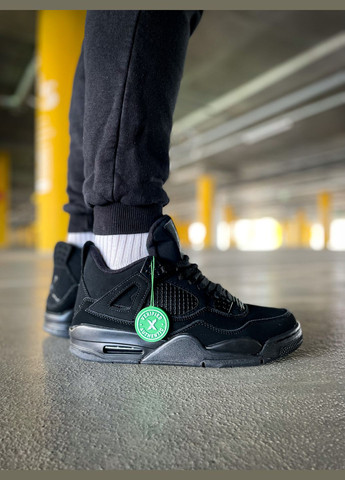 Черные демисезонные кроссовки мужские и женские nike jordan retro 4 black cat | найк джордан ретро 4 черные No Brand