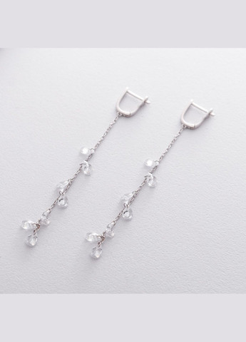 Срібні сережки на англійській застібці з фіанітами 122535 Oniks (264024416)