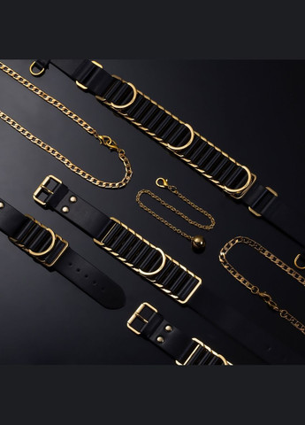 Чокерошейник Indulge In The Restraints с золотой фурнитурой, кожа, черный UPKO (297398130)