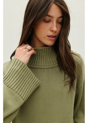 Оливковий (хакі) демісезонний cветр із розрізами, колір хакі Rica Mare