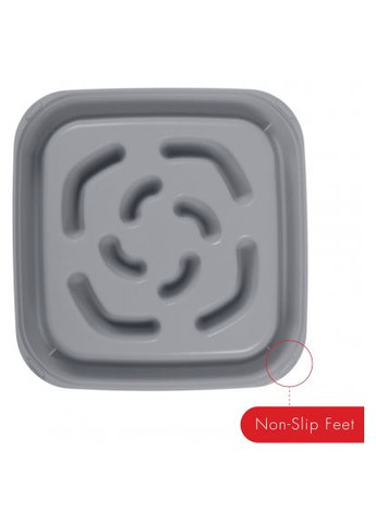 Посуд для собак Силіконова квадратна миска Slow Maze Feeder для повільного годування 1.44 л світло-сіра (0084297309930) Dexas Силіконова квадратна миска Slow Maze Feeder для по (366521436)