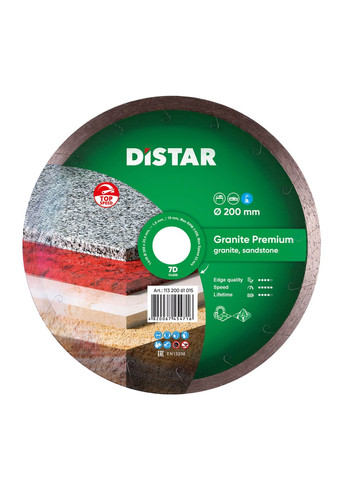 Алмазный диск 1A1R Granite Premium (200 х 1.8 мм, 25.4 мм) отрезной круг 11320061015 (10246) Distar (286423588)