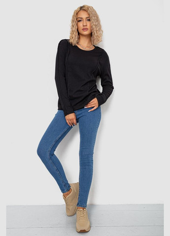 Черный лонгслив женский в рубчик Ager (300775227)