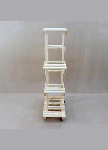 Подставка для цветов из дерева Порталегри 5 на колёсиках бланже (ЦВТ-516301) No Brand (328226493)