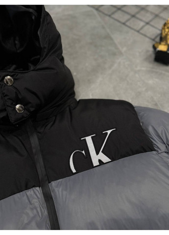 Серая теплый пуховик премиум качества No Brand