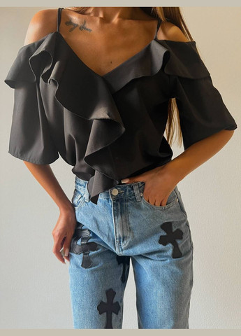 Черная классическая рубашка однотонная DK/DL Мода без кордонів