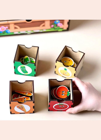 Дерев'яна настільна гра "Овочі -2" (ПСД008) PSD008 сортер-комодик Ubumblebees (315023208)