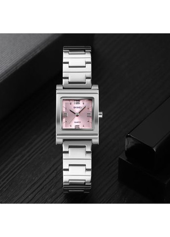 Годинники кварцові жіночі класичні рожеві з квадратним корпусом та нержавіючим браслетом ProDobro (367266732)