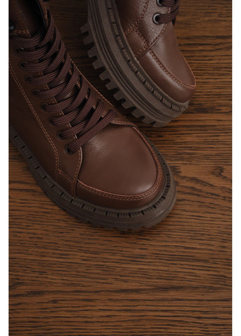 Високі жіночі зимові шкіряні черевики темно-коричневого кольору на шнурках з боковою змійкою (відшив 3 дні) Paradize (365833639)