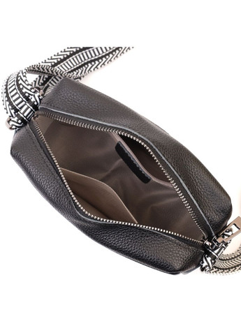 Кросбоди на одно отделение в классическом цвете из натуральной кожи черная 22606 Vintage (329195637)