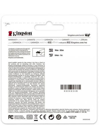 Карта пам'яті microSDXC Canvas Select Plus Class 10 UHS-I U1 V10 A1 + SD-адаптер 256GB Full HD та 4K Kingston (323000726)