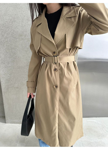 Жіночий стильний тренч із бавовни на підкладці — базова модель для сучасних образів (заміри в описі) GD/GL Модний простір на гудзиках демісезон (368760620)