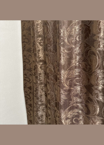 Комплект готовых жаккардовых штор "Севилья" шоколадного цвета с цветочным узором 2шт 1.5×2.7м. No Brand (331619157)