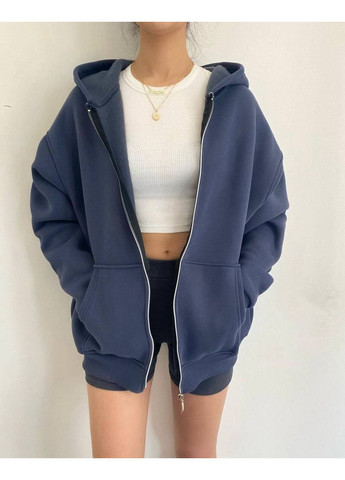 Жіноче зип-худі оверсайз на блискавці тепле на флісі з капюшоном розмір GF052 No Brand (365823286)