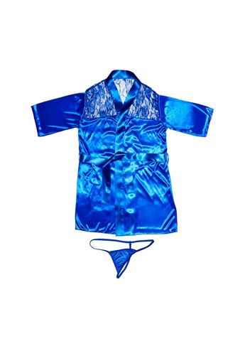 Сексуальный халат с кружевом XS-M Синий No Brand (368891993)