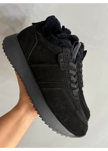 Кроссовки женские U-1 натуральная замша утепленные мехом черные Hengji чёрные зима (360938405)