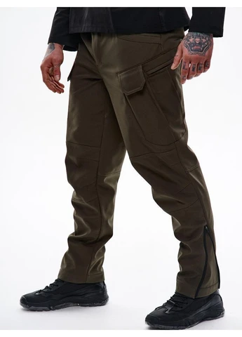 Штани Зимові Soft Shell утеплювач мікрофліс до -20°C кишень 9 колір Олива No Brand (392688788)