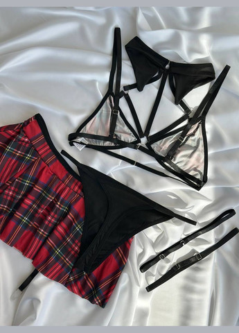 Червоний демісезонний грайливий комплект у стилі школярки No Brand