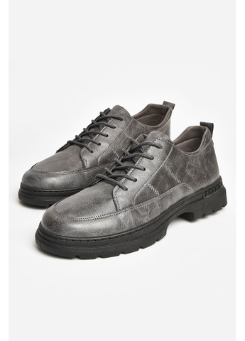 Темно-серые кэжуал туфли мужские темно-серого цвета Let's Shop на шнурках